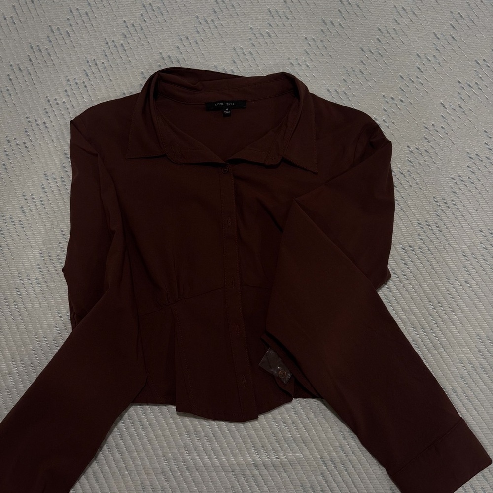 Dark Brown Long Sleeve Blouse